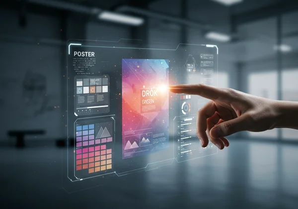 AI assisting a human designer in creating a compelling poster