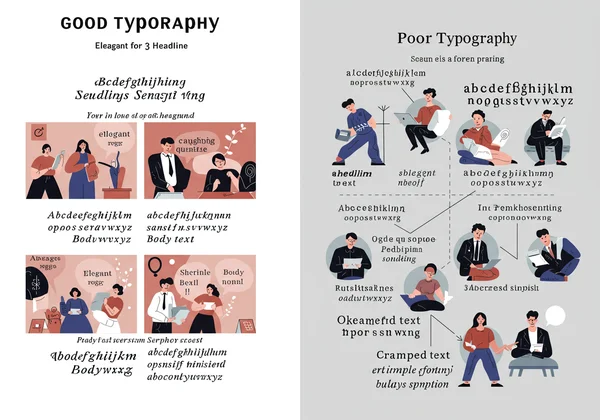 Typography examples showing font choices and spacing