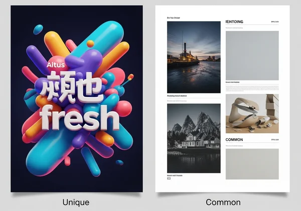 Comparison of unique AI poster vs. generic template poster