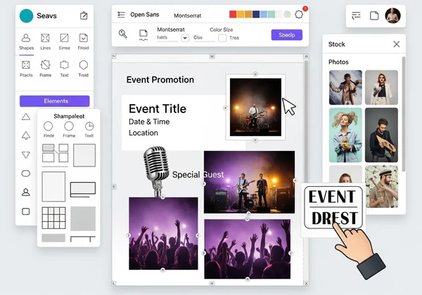 User customizing a template in a drag-and-drop editor
