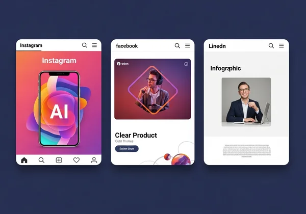 AI-generated posters adapted for Instagram, Facebook, and LinkedIn