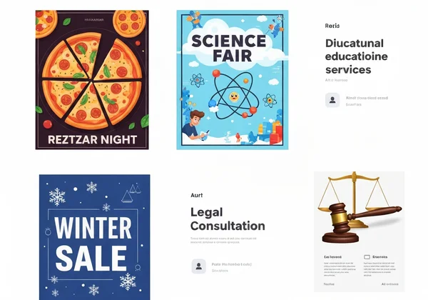 Diverse AI-generated posters for various industries