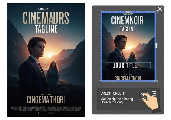 Adding text and logos to AI movie poster