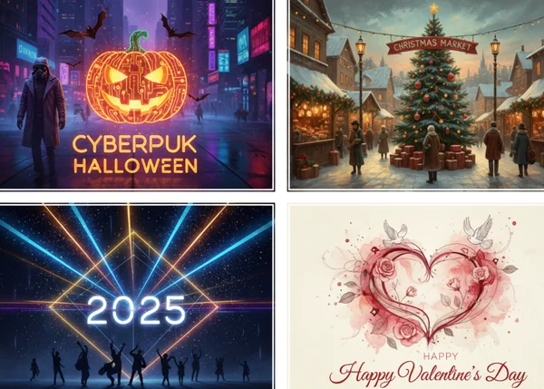 Examples of AI-generated holiday posters