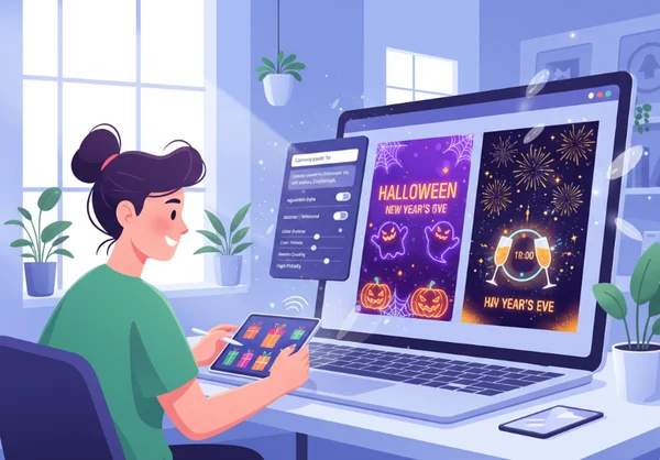 AI assistant helping design seasonal posters