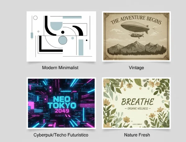 Grid of diverse AI-generated poster styles